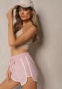 Różowe Dresowe Szorty z Bawełny High Waist z Gumką w Pasie Nevelixa