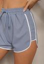 Niebieskie Dresowe Szorty z Bawełny High Waist z Gumką w Pasie Nevelixa