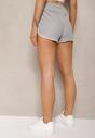 Szare Dresowe Szorty z Bawełny High Waist z Gumką w Pasie Nevelixa
