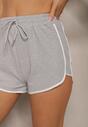 Szare Dresowe Szorty z Bawełny High Waist z Gumką w Pasie Nevelixa