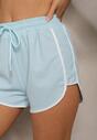 Jasnoniebieskie Dresowe Szorty z Bawełny High Waist z Gumką w Pasie Nevelixa