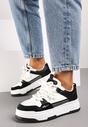 Czarne Sneakersy na Płaskiej Podeszwie Ozdobione Tłoczeniem Mlimara