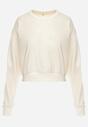 Jasnobeżowa Bluza z Bawełną ze Ściągaczami przy Rękawach i w Pasie Alberia