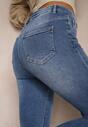 Niebieskie Jeansy Skinny High Waist z Bawełny Ozdobione Podwiniętymi Nogawkami Naviseni