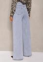 Jasnoniebieskie Jeansy z Bawełny o Szerokich Nogawkach High Waist Navitnes