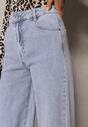 Jasnoniebieskie Jeansy z Bawełny o Szerokich Nogawkach High Waist Navitnes