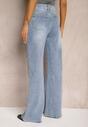 Jasnoniebieskie Jeansy z Bawełny High Waist o Szerokich Nogawkach Naviseas