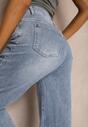 Jasnoniebieskie Jeansy z Bawełny High Waist o Szerokich Nogawkach Naviseas