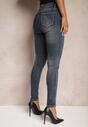 Granatowe Skinny Jeansy z Bawełny High Waist Navittha