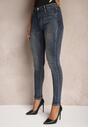 Granatowe Skinny Jeansy z Bawełny High Waist Navittha