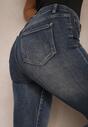 Granatowe Skinny Jeansy z Bawełny High Waist Navittha