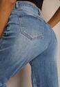 Niebieskie Jeansy z Bawełną High Waist o Szerokim Kroju Navisema