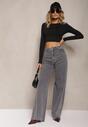 Ciemnoszare Bawełniane Szerokie Jeansy High Waist Navillo