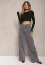 Ciemnoszare Bawełniane Szerokie Jeansy High Waist Navillo