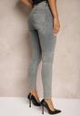Ciemnoszare Skinny Jeansy z Bawełny High Waist Navilare