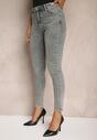 Ciemnoszare Skinny Jeansy z Bawełny High Waist Navilare