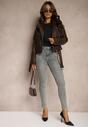 Ciemnoszare Skinny Jeansy z Bawełny High Waist Navilare