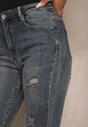 Granatowe Bawełniane Skinny Jeansy Ozdobione Przetarciami Evialyn