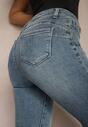 Niebieskie Jeansy Push Up o Kroju Slim High Waist z Dodatkiem Bawełny Evrinda