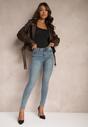 Niebieskie Jeansy Push Up o Kroju Slim High Waist z Dodatkiem Bawełny Evrinda
