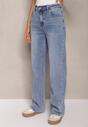 Jasnoniebieskie Szerokie Jeansy z Dodatkiem Bawełny High Waist Otharia
