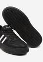Czarno-Białe Płaskie Sneakersy Wykończone Paskami Walleria
