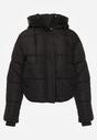 Czarna Kurtka Pikowana Puffer z Kapturem Mivvia