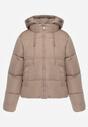 Jasnobeżowa Kurtka Pikowana Wykończona Kapturem Aviatoria