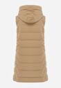 Jasnobeżowa Kamizelka Pikowana Zapinana na Suwak Ozdobiona Kapturem i Sznurkami Finaria