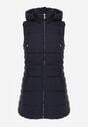 Granatowa Kamizelka Ozdobiona Pikowaniem i Odpinanym Kapturem Atoria