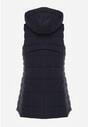Granatowa Kamizelka Ozdobiona Pikowaniem i Odpinanym Kapturem Atoria