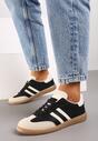 Czarne Casualowe Sneakersy na Płaskiej Podeszwie z Paskami Jereria