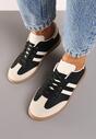Czarne Casualowe Sneakersy na Płaskiej Podeszwie z Paskami Jereria