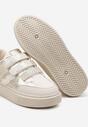 Złote Sneakersy na Platformie na Rzep Ozdobione Brokatem Navidemi