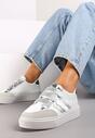 Srebrne Sneakersy na Platformie na Rzep Ozdobione Brokatem Navidemi