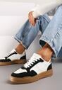 Czarne Casualowe Sneakersy na Płaskiej Podeszwie z Perforacją Theneria