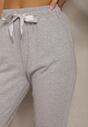 Jasnoszare Casualowe Spodnie z Bawełny High Waist z Gumką w Pasie Beliefra
