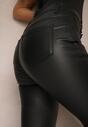 Czarne Spodnie Skinny High Waist z Dodatkiem Bawełny z Ekoskóry Nevitae