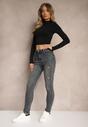Granatowe Jeansy Skinny High Waist Wykończone Przetarciami Nevelisa