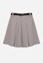 Szare Spódnico-Spodenki High Waist z Plisowaniem Wykończone Paskiem Eviennes