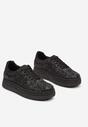 Czarne Brokatowe Sneakersy na Niskiej Platformie Nevilinna