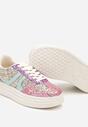 Różowo-Niebieskie Brokatowe Sneakersy na Niskiej Platformie Nevilinna