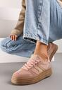 Różowe Sneakersy na Platformie Ozdobione Geometrycznym Motywem Nevmira
