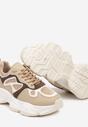 Beżowe Casualowe Sneakersy na Platformie z Geometrycznym Motywem Mevalise