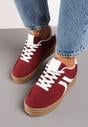 Bordowe Sneakersy na Platformie Wykończone Paskami Mivalie