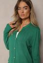 Zielony Kardigan z Dodatkiem Bawełny Ozdobiony Cyrkoniami Zapinany na Guziki Mevanine