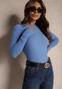 Niebieska Bluzka Longsleeve w Cienkie Prążki Terilissa