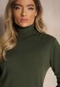 Ciemnozielony Klasyczny Golf Longsleeve z Dodatkiem Wiskozy Leriona