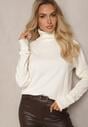 Jasnobeżowy Klasyczny Golf Longsleeve z Dodatkiem Wiskozy Leriona