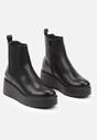 Czarne Botki Sztyblety na Koturnie z Elastyczną Gumką na Cholewce Rivariela